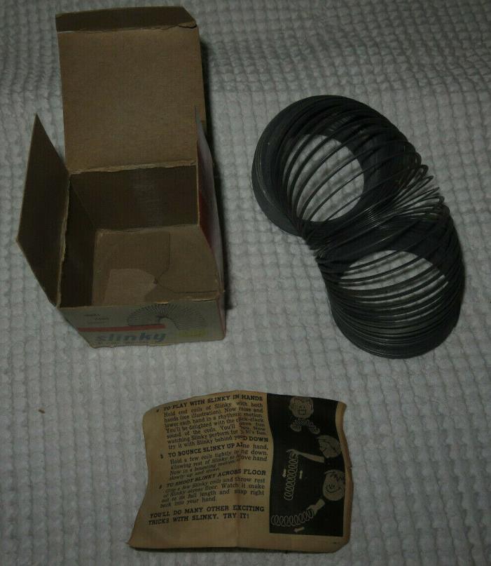 Vintage 1950's Original Slinky Toy Walking Spring Gray James Industries Box
