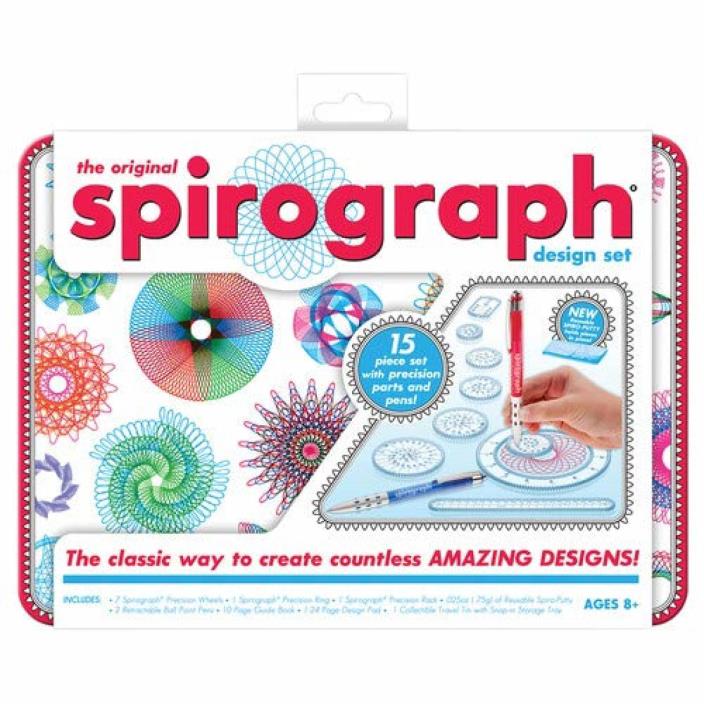 Spirograph Design Tin Set Original Super Deluxe Kahootz Toy Kids Art Case Travel