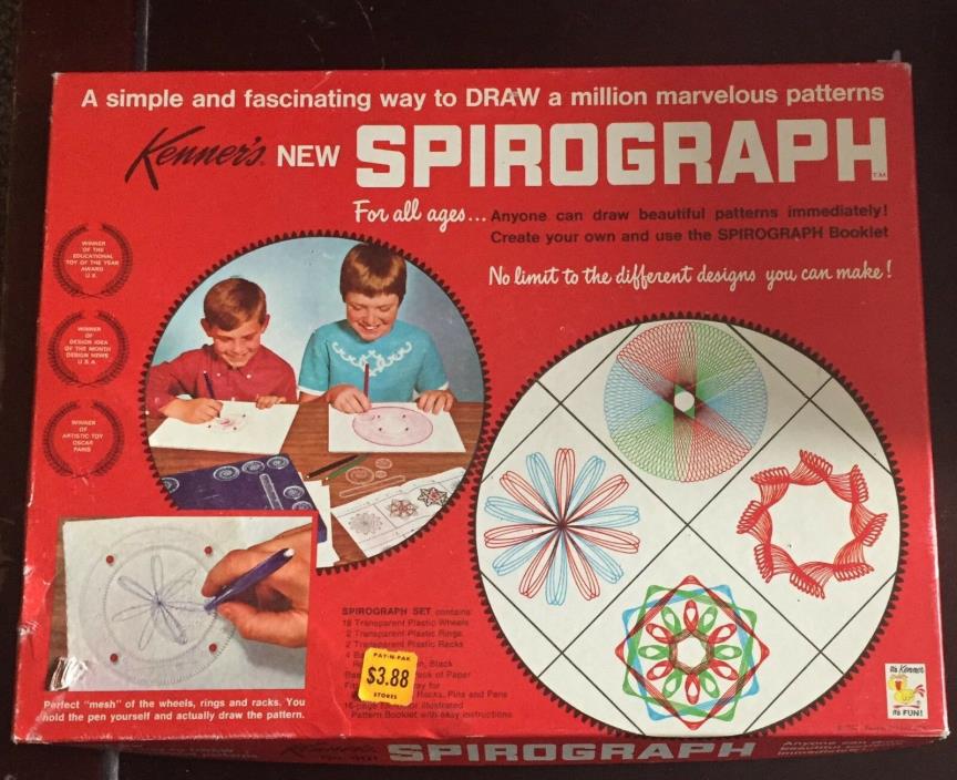 Vintage 1967 Kenner's Spirograph set #401 Red Tray