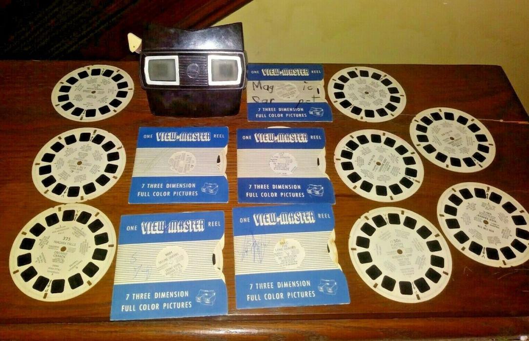 VINTAGE VIEW-MASTER 3-Dimensional viewer Model E in box with 13 reels Sawyers