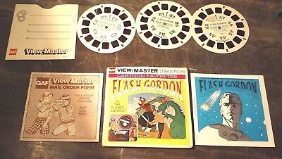 VINTAGE COMIC 1976 FLASH GORDON GAF VIEW MASTER 3 REEL SET W/ BOOKLET SLEEVE