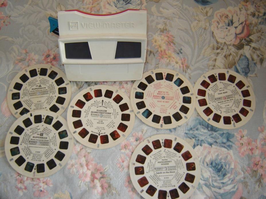 Vintage Gaf Red & White View-Master with 6 Various reels