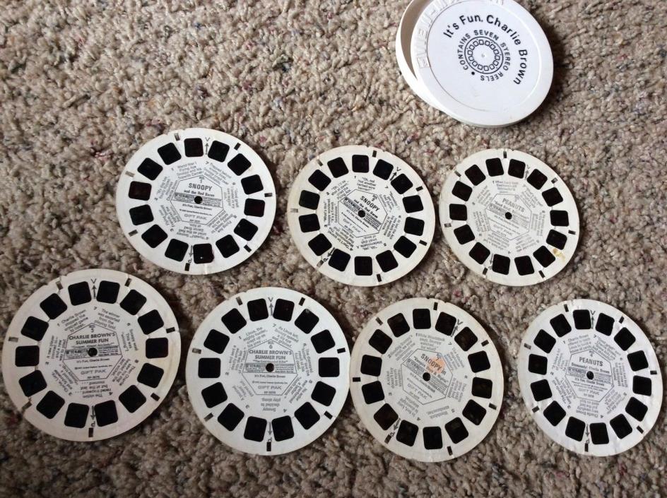 GAF View Master It's Fun Charlie Brown 7 Reels & Case RP-3071,72,73,75,76,77,78