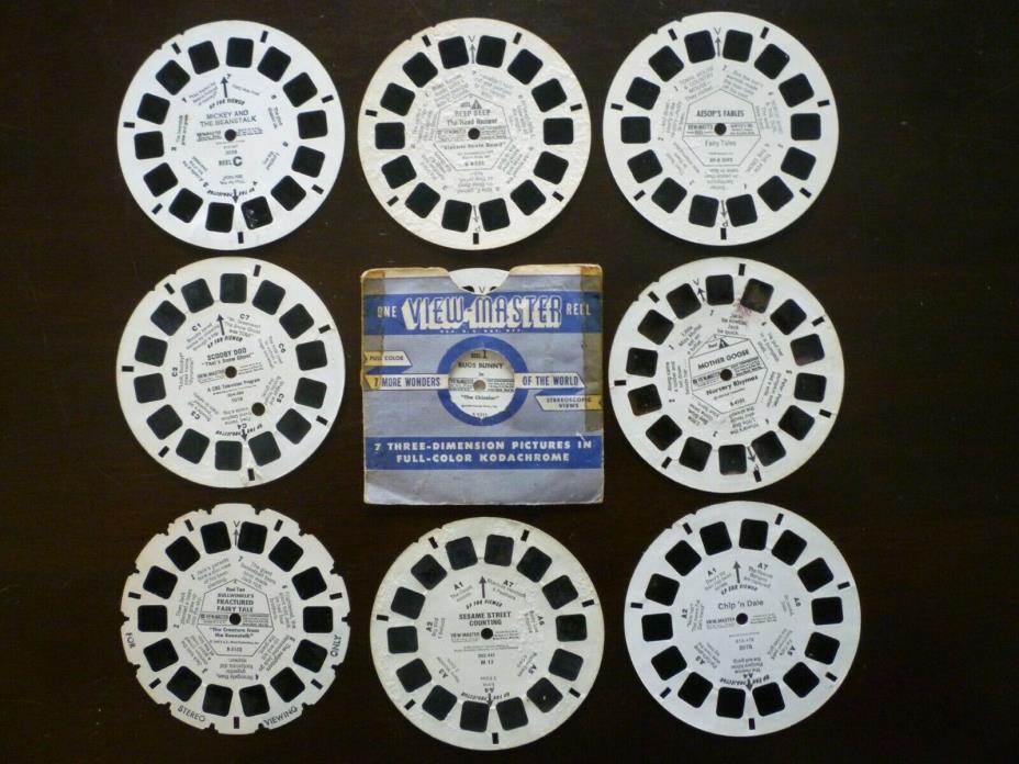 Assorted Lot of 9 Vintage View Master Reels (1950's - 1970's) Animated / Cartoon