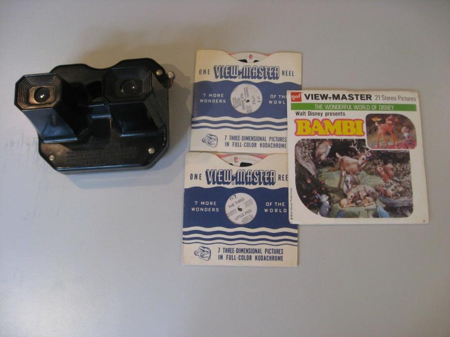 Sawyers Vintage View Master with 5 Reels Bambi Red Riding Hood Little Pigs