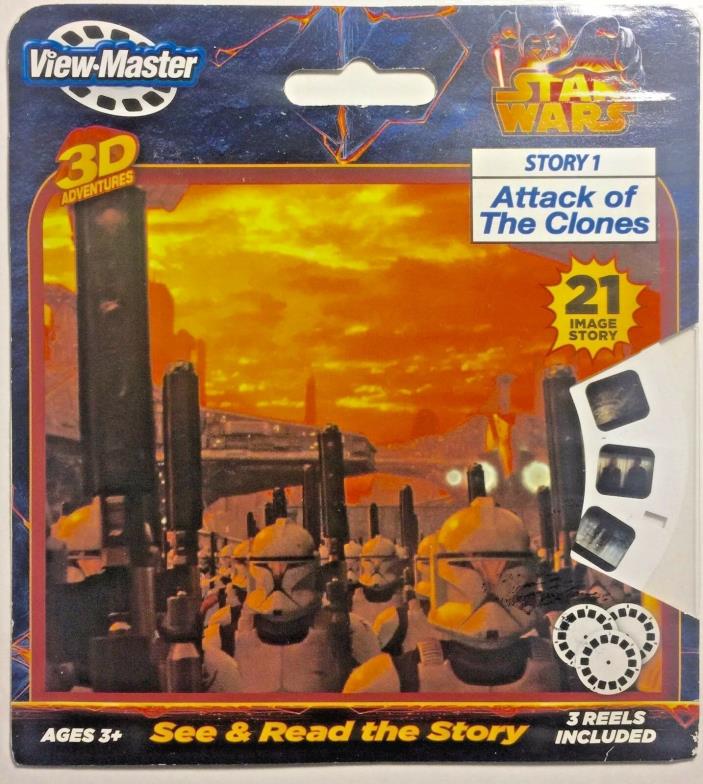 View-Master Star Wars Story 1 Attack of The Clones 3 Reel Pack Sealed 2046