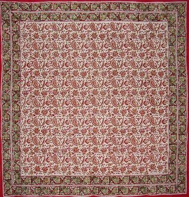 Floral Block Print Square Cotton tablecloth 60