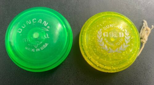 Vintage Lot 2 Duncan Gold Cup Yo-Yo Glitter 