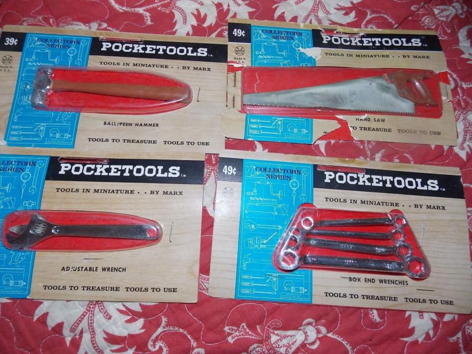 Four Vintage Working Pocket tools toys By Marx New in Package