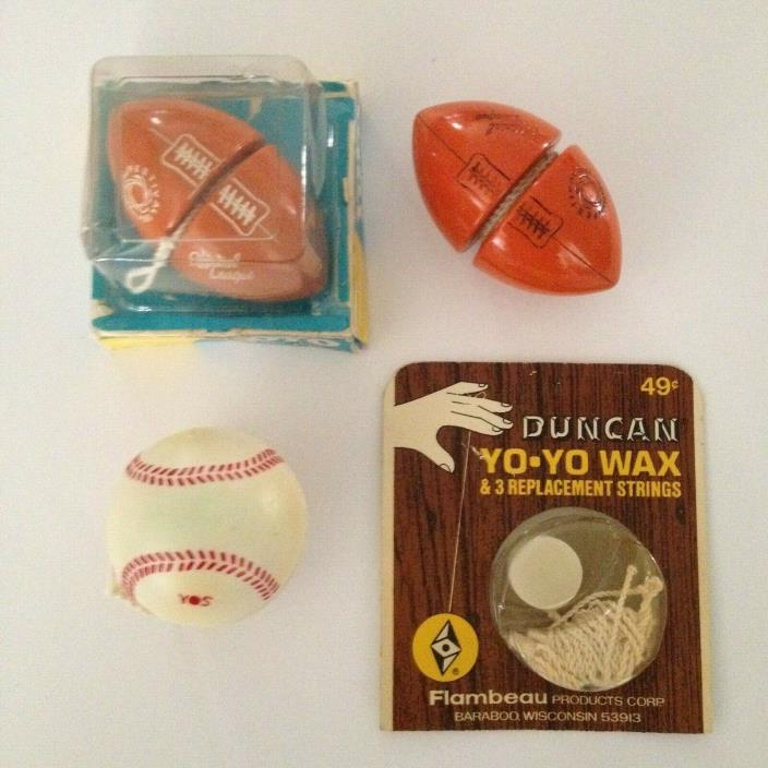 A RARE FESTIVAL FOOT BALL YO YO NEW IN BOX &A USED ONE TO PLAY WITH + BASE BALL