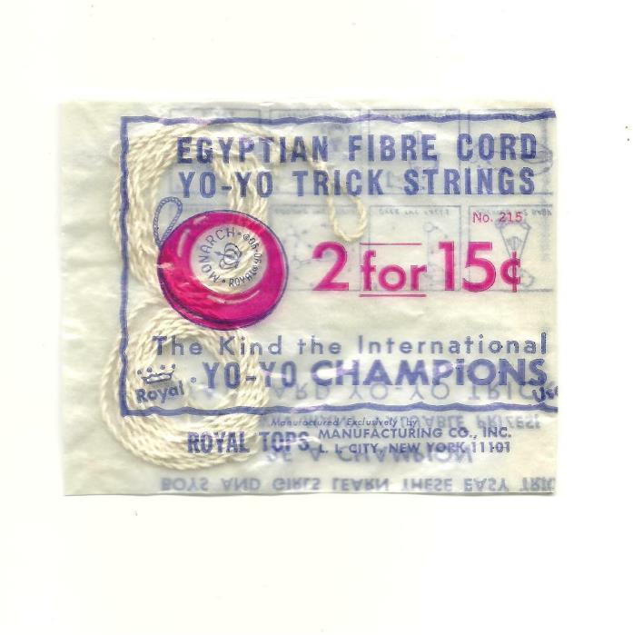 Pack of 2 Egyptian Fibre Cord Yo-Yo Trick Strings 1960's Vintage Bag Royal Tops