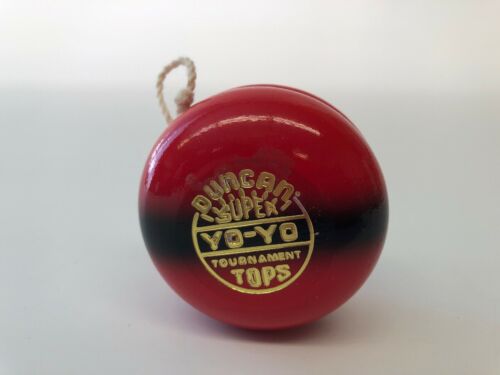Vintage Duncan Tournament Tops Wood Super Yo-Yo Wooden NOS red black retro
