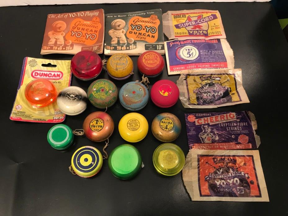 VTG. LOT OF 15 YO-YO & ADVERTISING FROM 1940-1970 - A MUST SEE