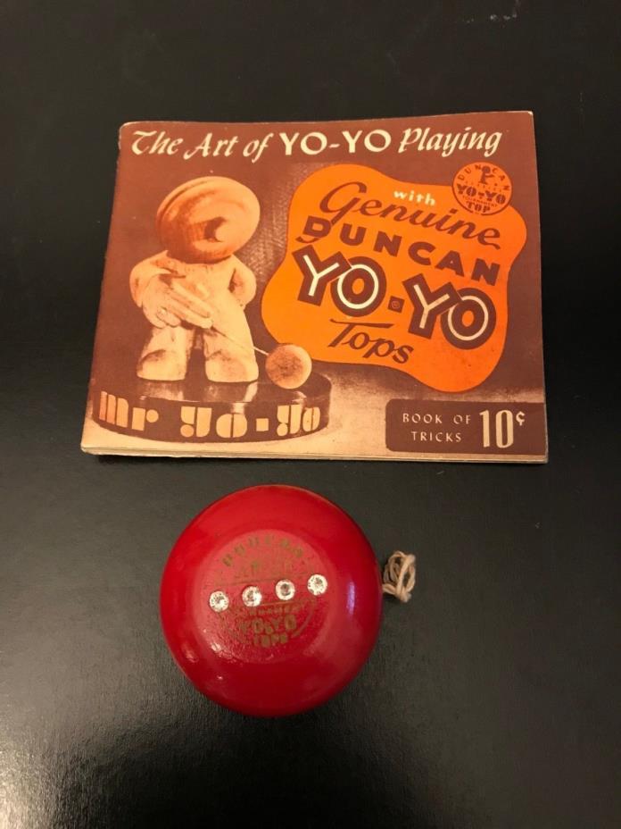 Vintage Red Duncan Jeweled Tournament Tops Yo Yo & Tricks Book NICE - A MUST SEE