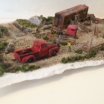 ABANDONED CATTLE LOADING FACILITY... Diorama - (14X17) Handmade by Seller HO