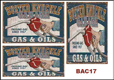 1:24 1:25 SCALE BUSTED KNUCKLE GARAGE SIGNS GAS BUILDING WATERSLIDE DECALS BAC17