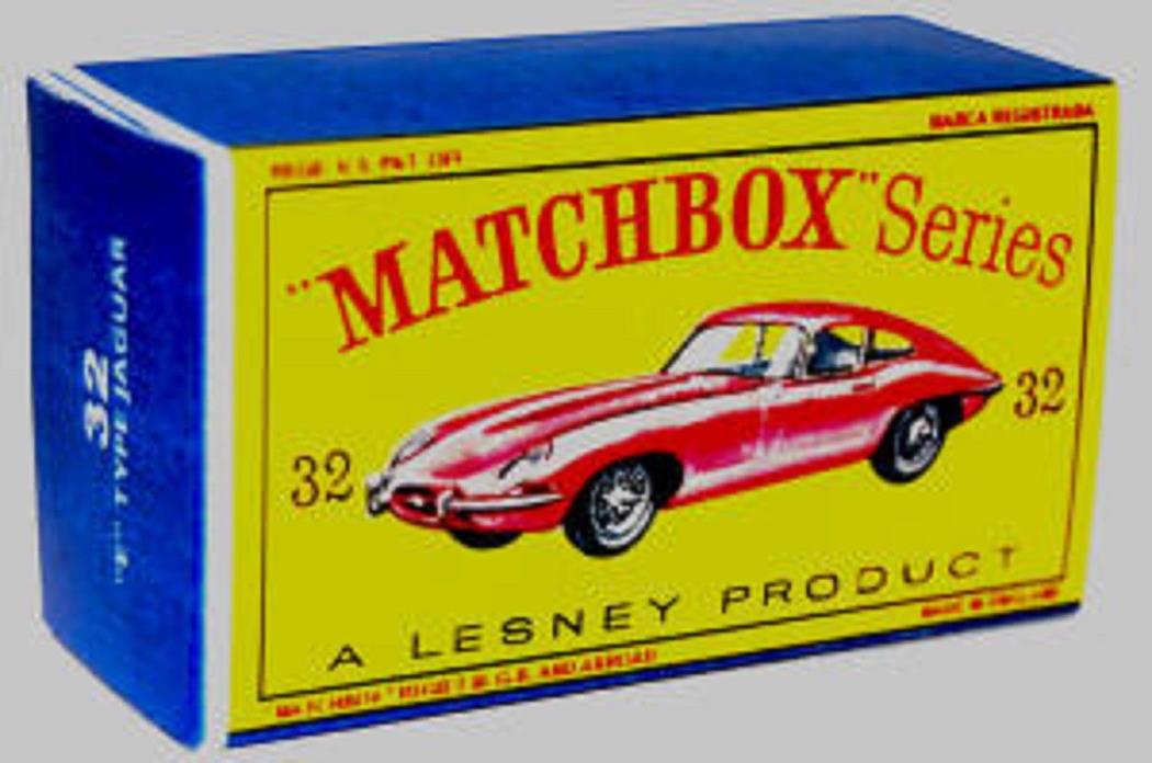 Matchbox Lesney  32 JAGUAR E TYPE empty Repro D style Box