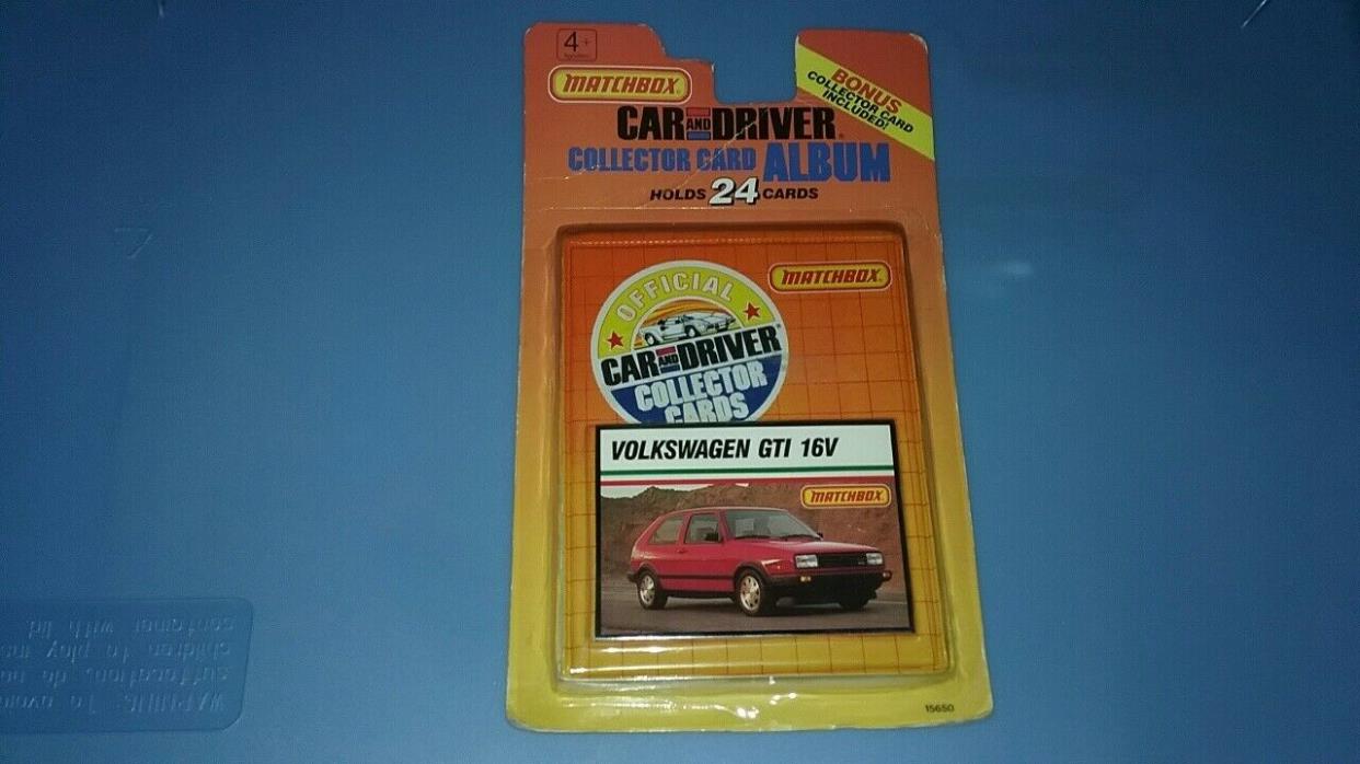 Matchbox Car And Driver Collector Wallet Card Album 1989 w/ VW GTI 16V Card