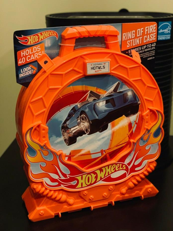 HOT WHEELS Ring of Fire Stunt CASE Holds 40 Cars Storage Portable Toy Matchbox