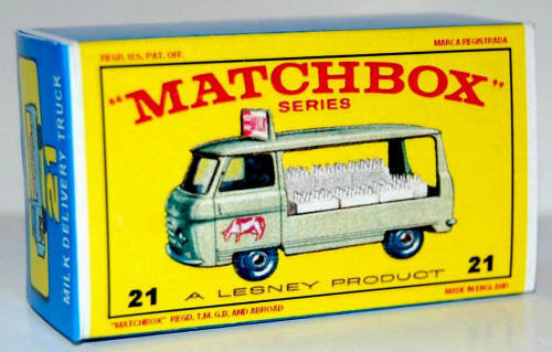 Matchbox Lesney 21  COMMER BOTTLE FLOAT  empty Repro E style Box
