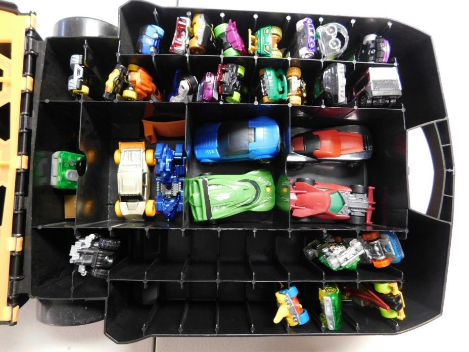 Hot Wheels 100 Car Toy Carrying Case Box Storage Handle Tote Roller w/30 CARS+