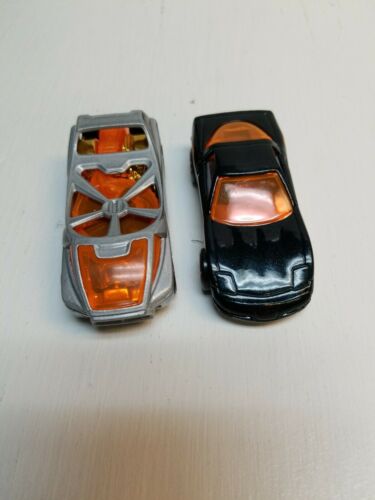 Mattel Hot wheels cars, 97 Corvette, orange, black, silver (2 cars)