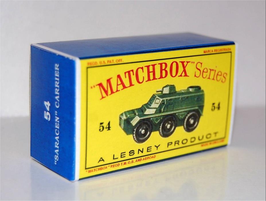 Matchbox Lesney 54 SARACEN PERSONNEL CARRIER Repro  style D Box