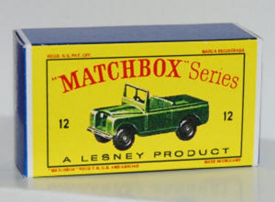 Matchbox Lesney 12 LAND ROVER SERIES II Repro  style D Box