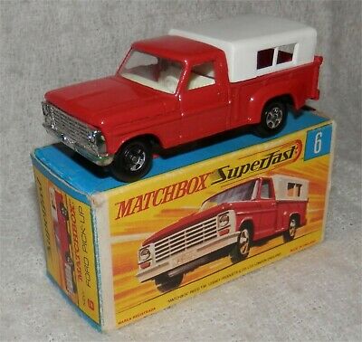 1960s.Matchbox.Lesney.SUPERFAST,6 Ford Pick Up Truck Red Mint in box.ORIGINAL