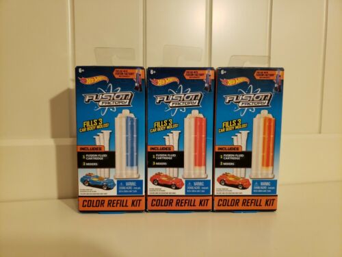 New N Sealed Box Hot Wheels Fusion Factory Color Refill Lot Orange - Red - Blue