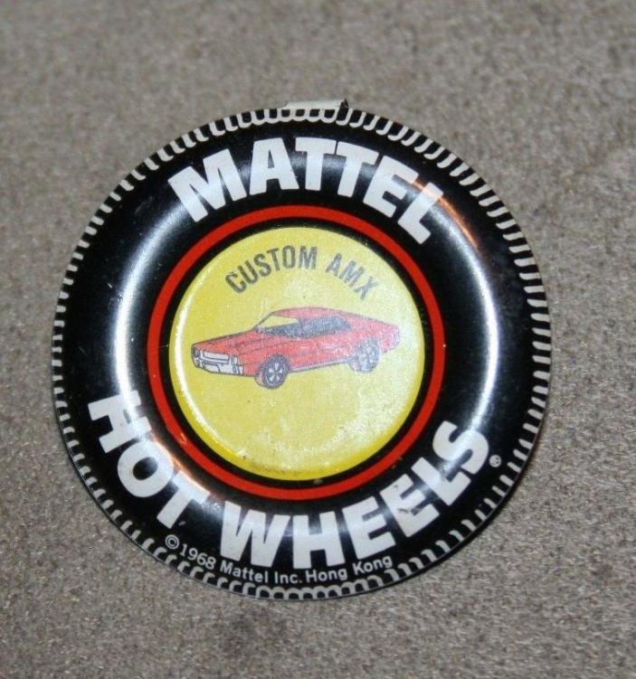 REDLINE1968 ROUND~ MATTEL HOT WHEELS~ BUTTON~ CUSTOM AMX~ REDLINE