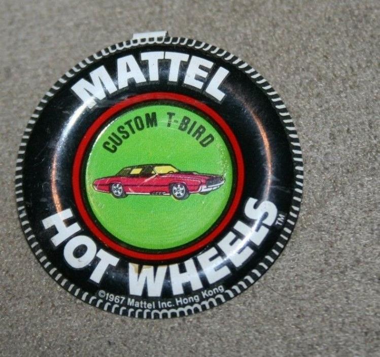 REDLINE1967 ROUND~ MATTEL HOT WHEELS~ BUTTON~ CUSTOM T-BIRD~ REDLINE