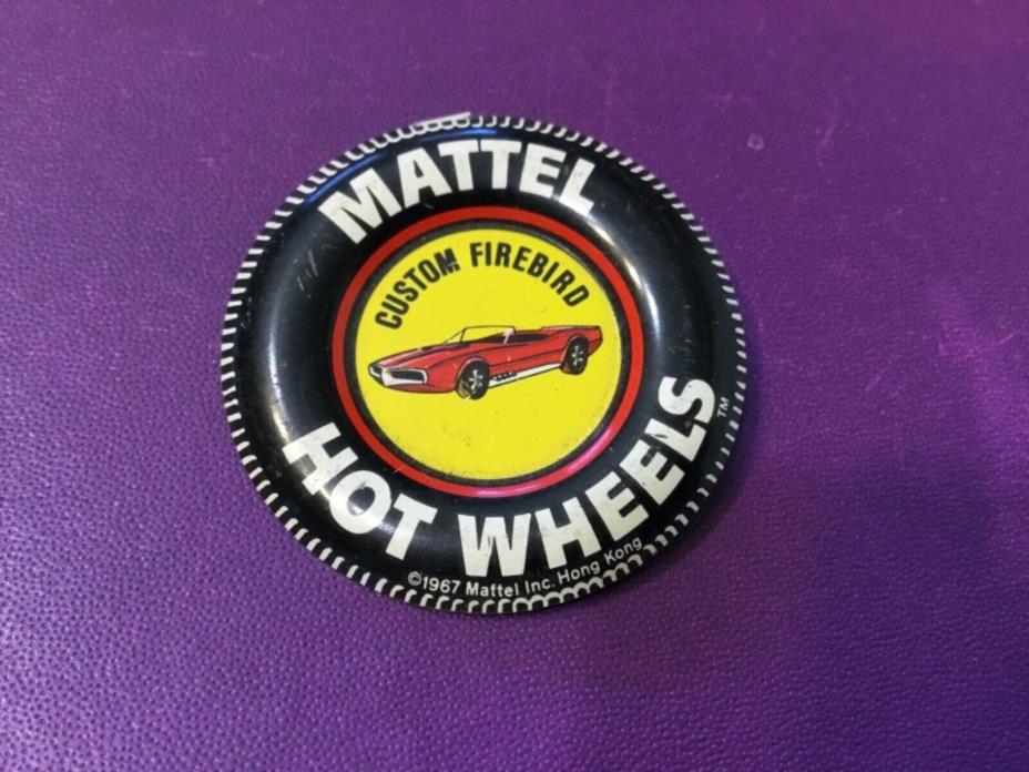 Mattel Hot Wheels  custom firebird pin back button 1967 made in Hong Kong