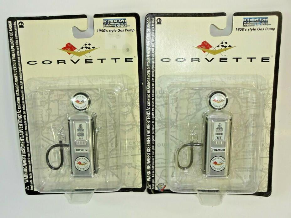 Lot of 2 Gearbox Toys Diecast Chevrolet Chevy Corvette 1950's Style Gas Pump