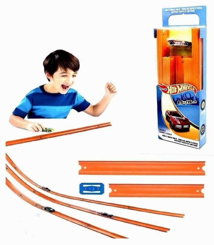 Hot Wheels Track Builder Straight Track with Sports Racing Car 15 Feet