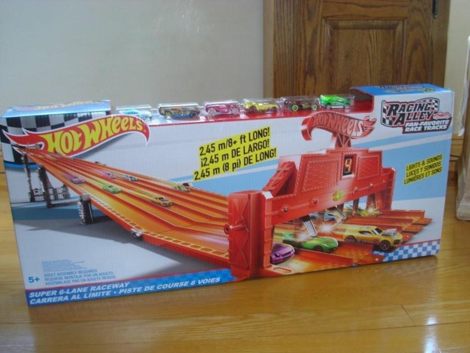 Hot Wheels 6-Lane Raceway 8 FEET LONG RACE TRACK *NEW*