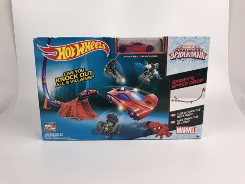 Hot Wheels Marvel Spider-Man Spideys Speed Drop Track Set With Car. NIB.