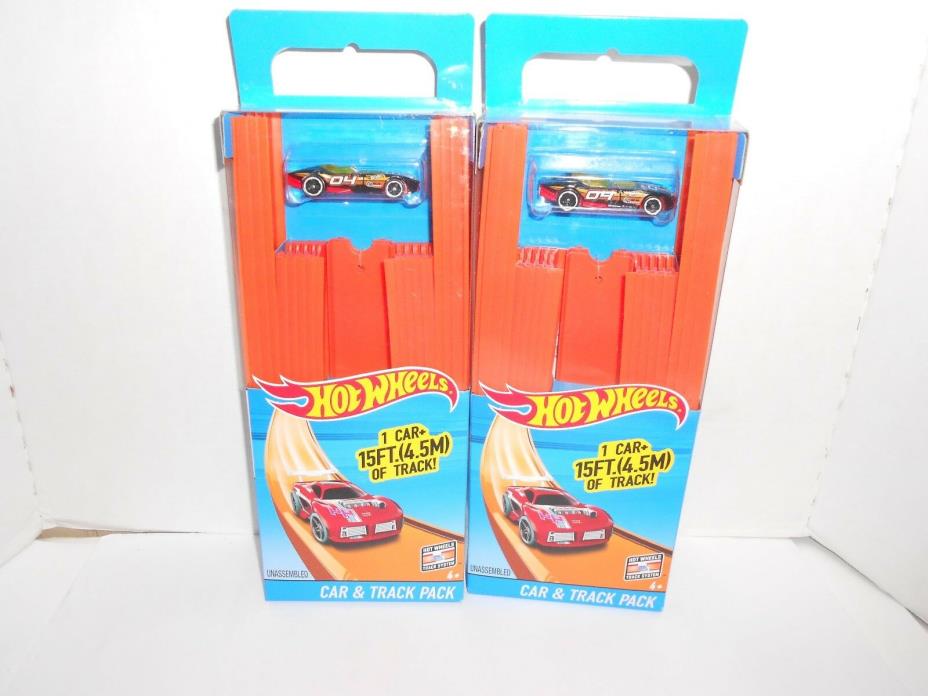 HOT WHEELS Car And Track Packs,Each Includes 15ft. Of Track & 1 Vehicle-2 SETS:)