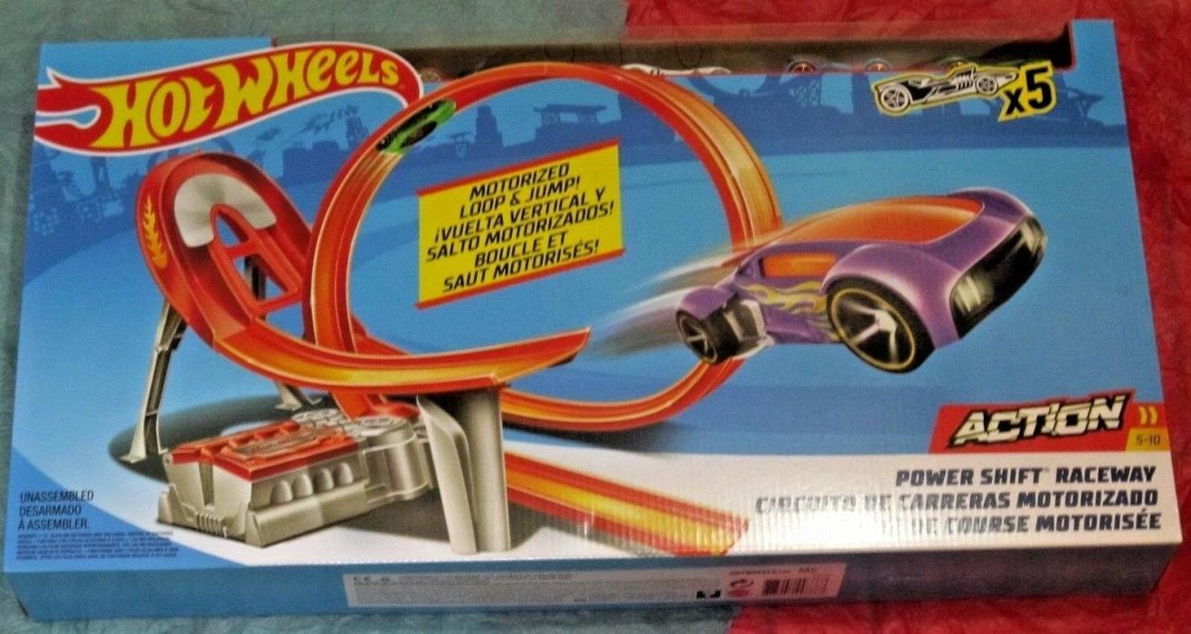 Hot Wheels Power Shift Raceway Track Set Loop & Jump with 5 Cars NEW!