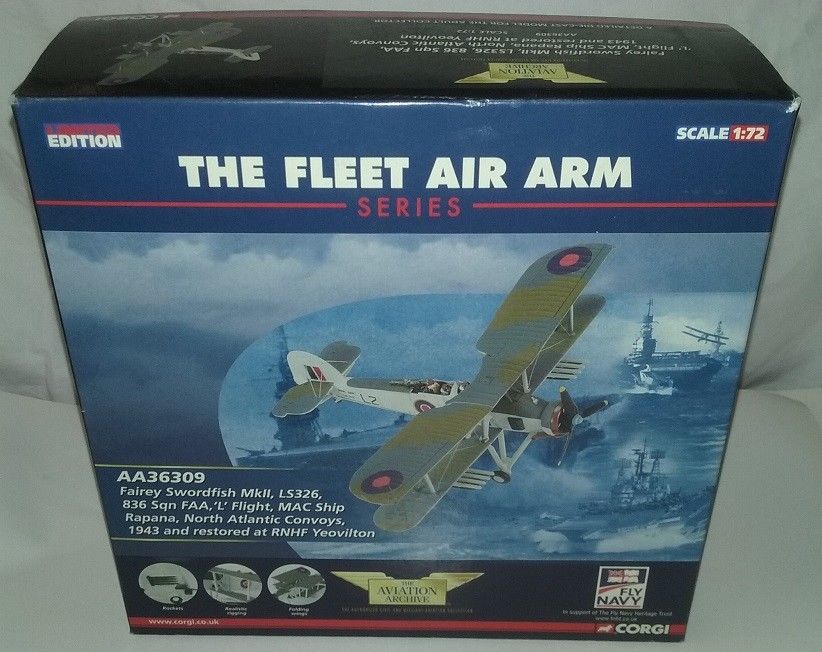 Corgi Aviation Archive AA36309 1943 Fairey Swordfish MkII WWII Royal Navy Plane