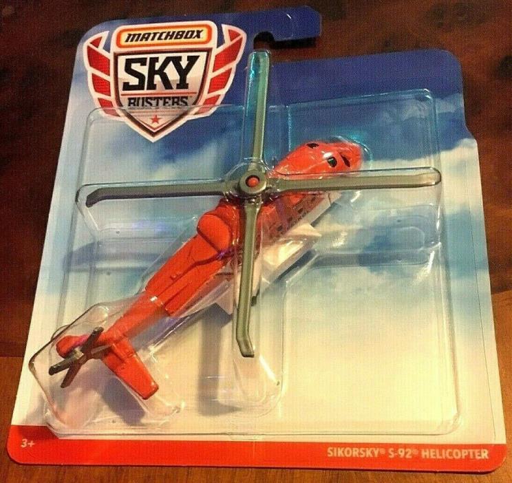 2019 Matchbox Sky Busters Sikorsky S-92 Helicopter MBX Coast Patrol Orange/White