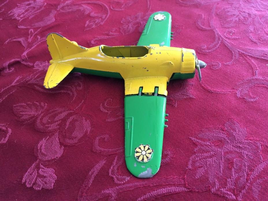 Vintage Hubley Yellow & Green Kiddie Toy airplane