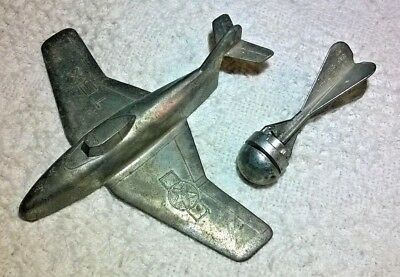 Vintage Toy Metal  Bomber Airplane & Grenade by Callen Toy MFG