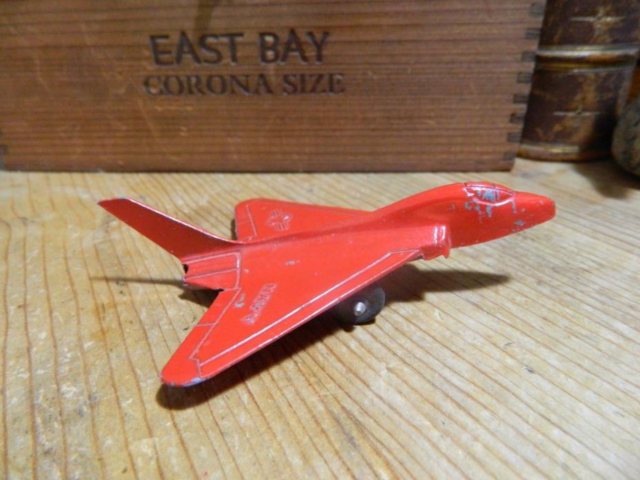 Vintage Tootsietoy Navy Red Metal Jet Airplane Delta Wing