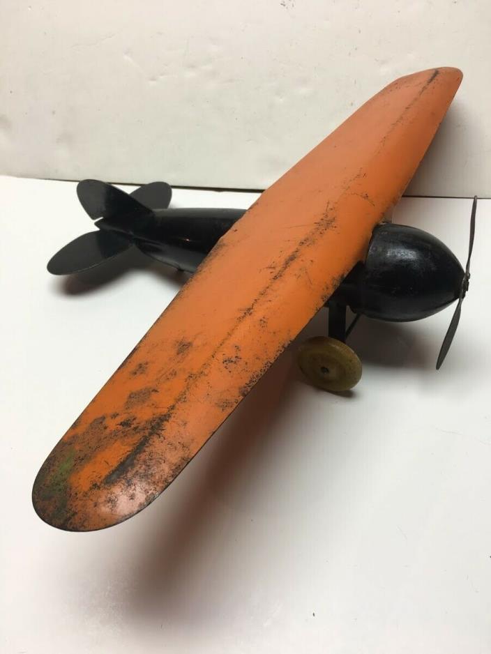 Antique Wyandotte Pressed Steel Toy Airplane Vintage 1930's all original