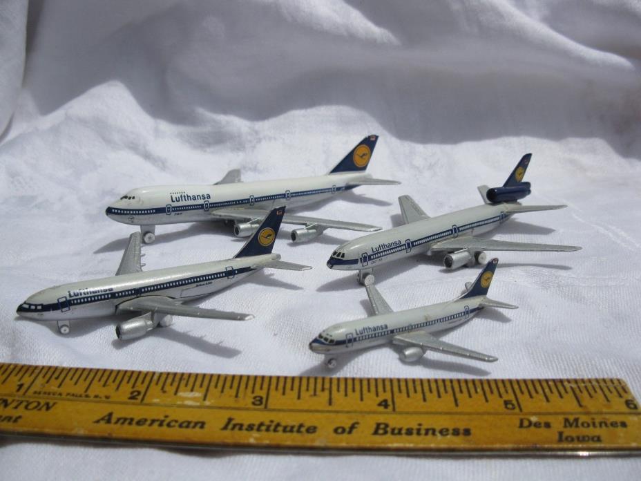 Set of 4 Used Diecast Lufthansa Airlines (747, DC 10, A 310, & 737-300)