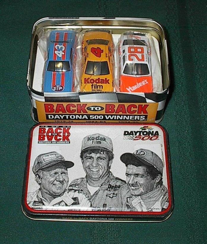 Daytona 500 Back to Back Winners Collector Tin & Cars - Petty Yarborough Marlin