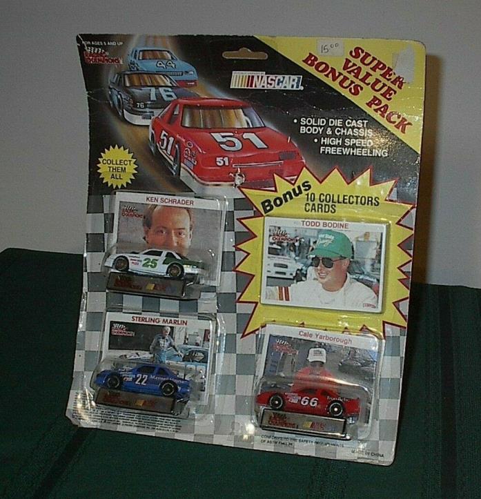 1991 RACING CHAMPIONS SUPER VALUE PACK  3 CARS 1:64 - YARBOROUGH,MARLIN,SCHRADER