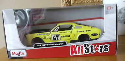 Maisto All Stars 1967 Ford Mustang GT Die Cast Racing Car 1:24 Scale in Box
