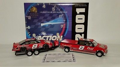 Dale Earnhardt Jr #8 Bud 01 Action Brookfield Stock Car Crew Cab & Trailer 1/24